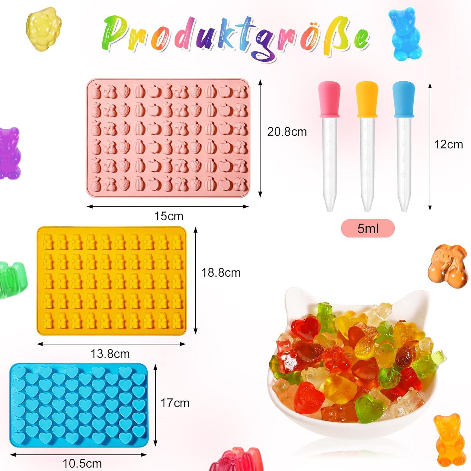 Silikon Gummibärchen Herz Eiswürfelformen Set 3 Stück