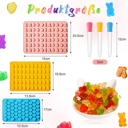 Silikon Gummibärchen Herz Eiswürfelformen Set 3 Stück