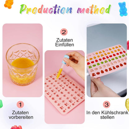 Gummibärchen Silikonform 3er Set Bonbon Schokoladenform Herz