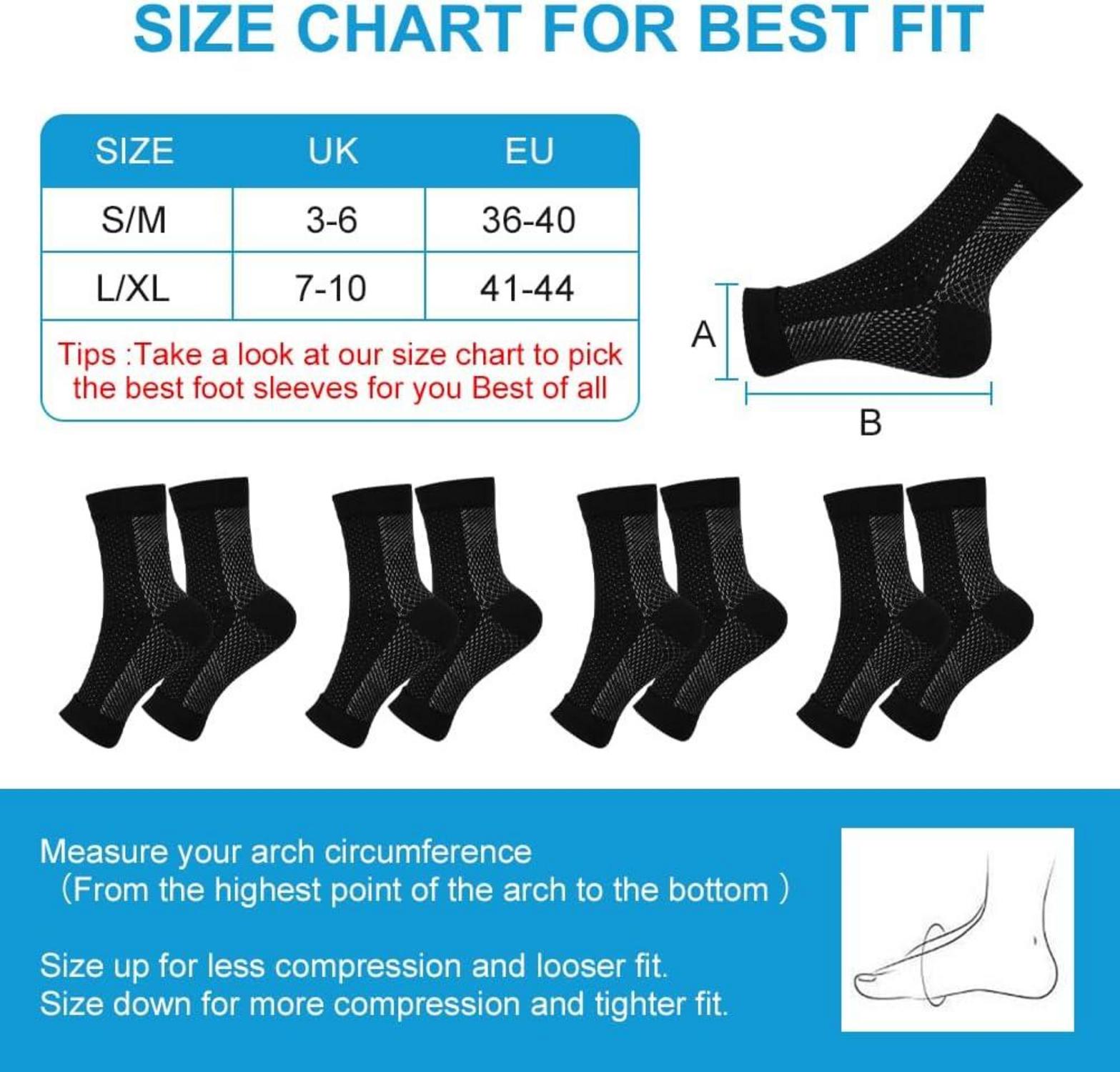 ACWOO Schwarze Sprunggelenkbandage Orthopädische Kompressionssocken 4 Paar