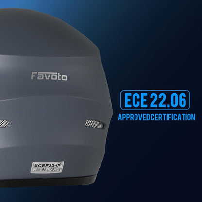 Favoto Motorradhelm Integralhelme Erwachsene Atmungsaktiv ECE Zertifiziert Grau L