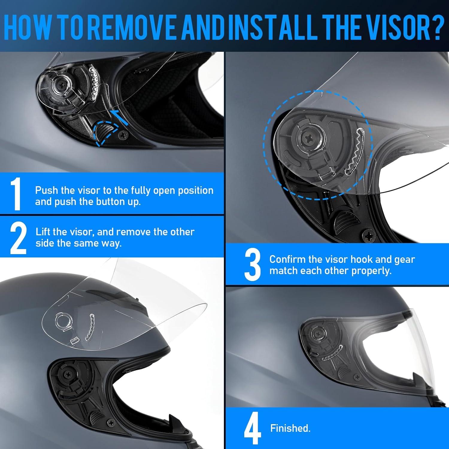 Favoto Vollvisierhelm Integralhelm ECE Atmungsaktiv L (59-60cm) Grau