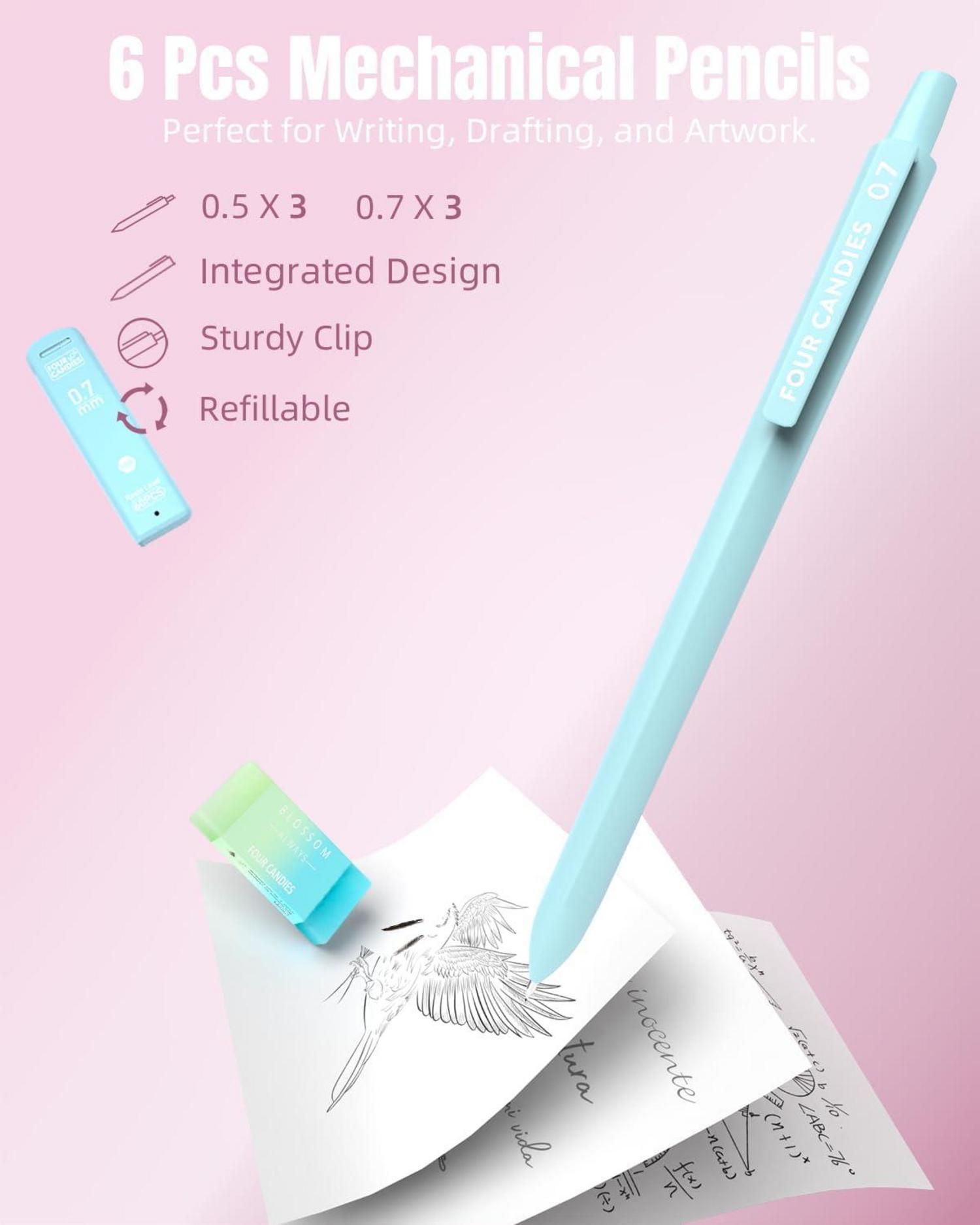 Schulsachen Set Mädchen Pastell Textmarker Druckbleistift Gelstifte Mäppchen