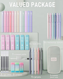 Stiftemäppchen Set: 12 Pastell Textmarker, 5 Gelstifte, 6