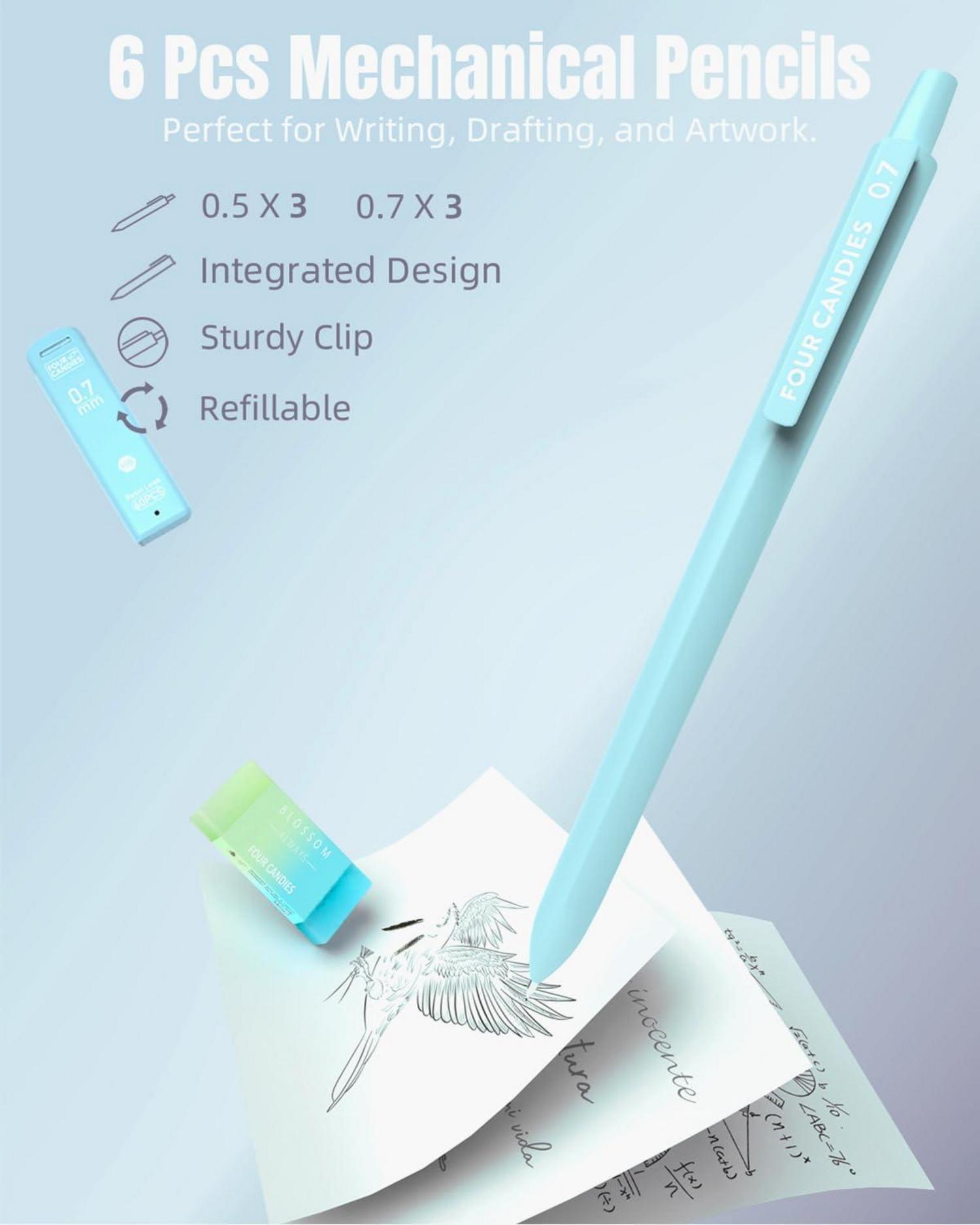 Schulsachen Set: 6 Druckbleistifte, 12 Textmarker, 5
