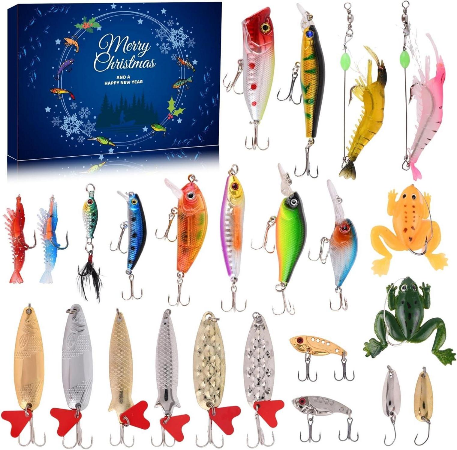 Adventskalender Angel Männer Weihnachtskalender 24 Angeln Köder Set