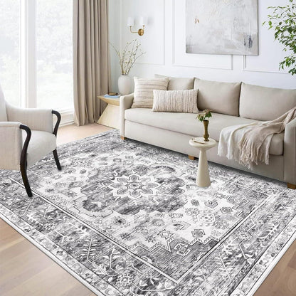 Superweicher Teppich 120x180 cm Vintage Bohemian Grau Luxus