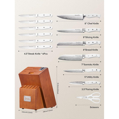 Messerblock mit Messerschärfer 14 TLG Messerset Holzblock