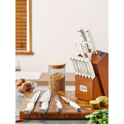 Messerblock mit Messerschärfer 14 TLG Messerset Holzblock