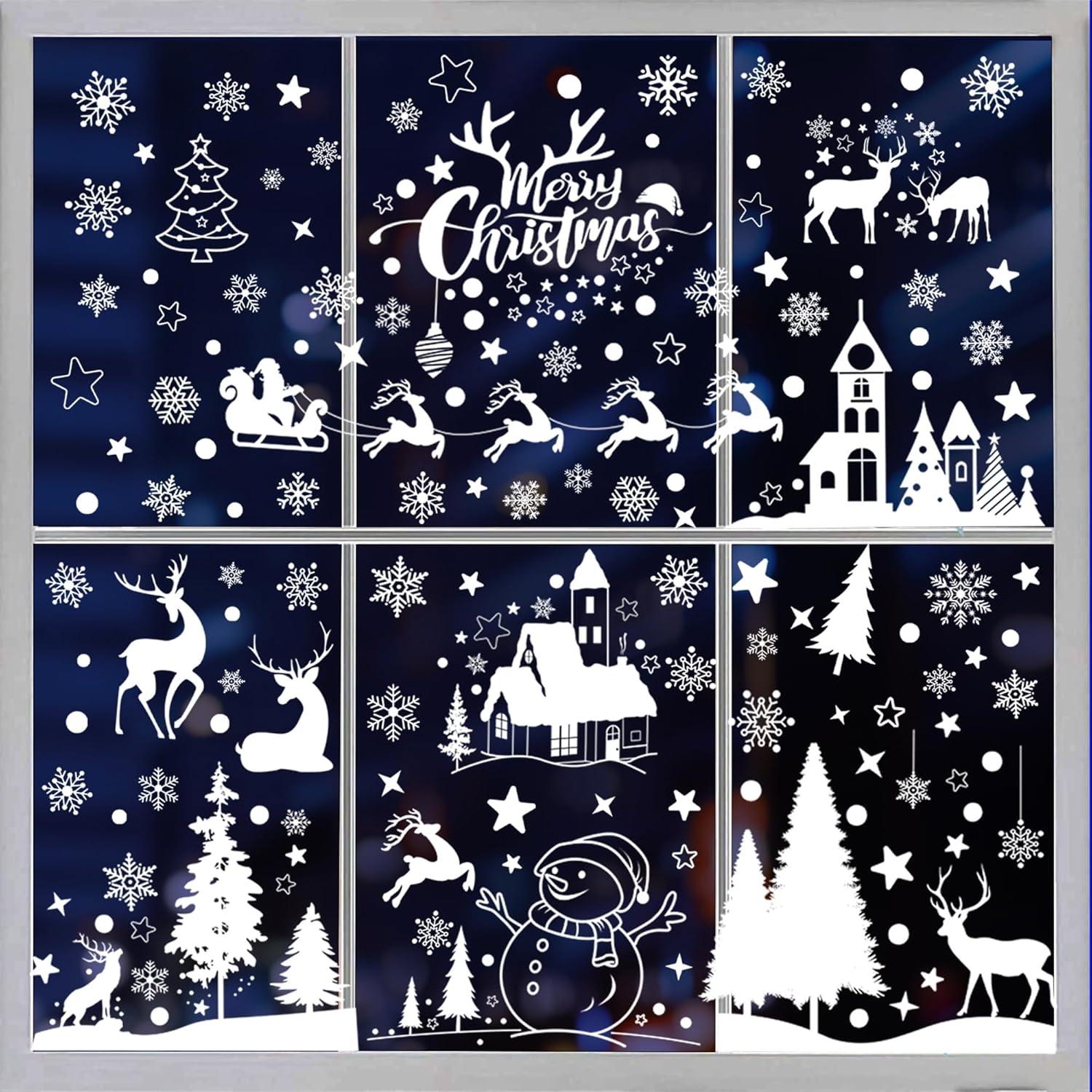 Deconovo Weihnachten Fensterbilder Rentier PVC Aufkleber 148
