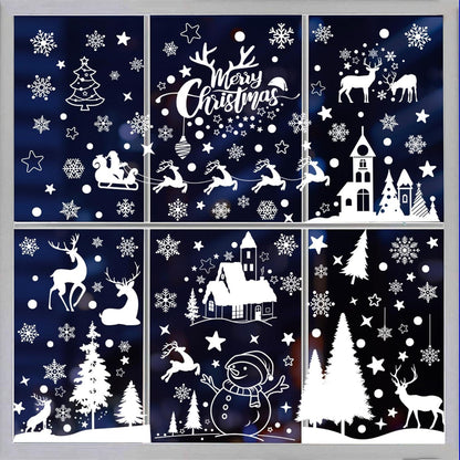 Deconovo Weihnachten Fensterbilder Rentier PVC Aufkleber 148