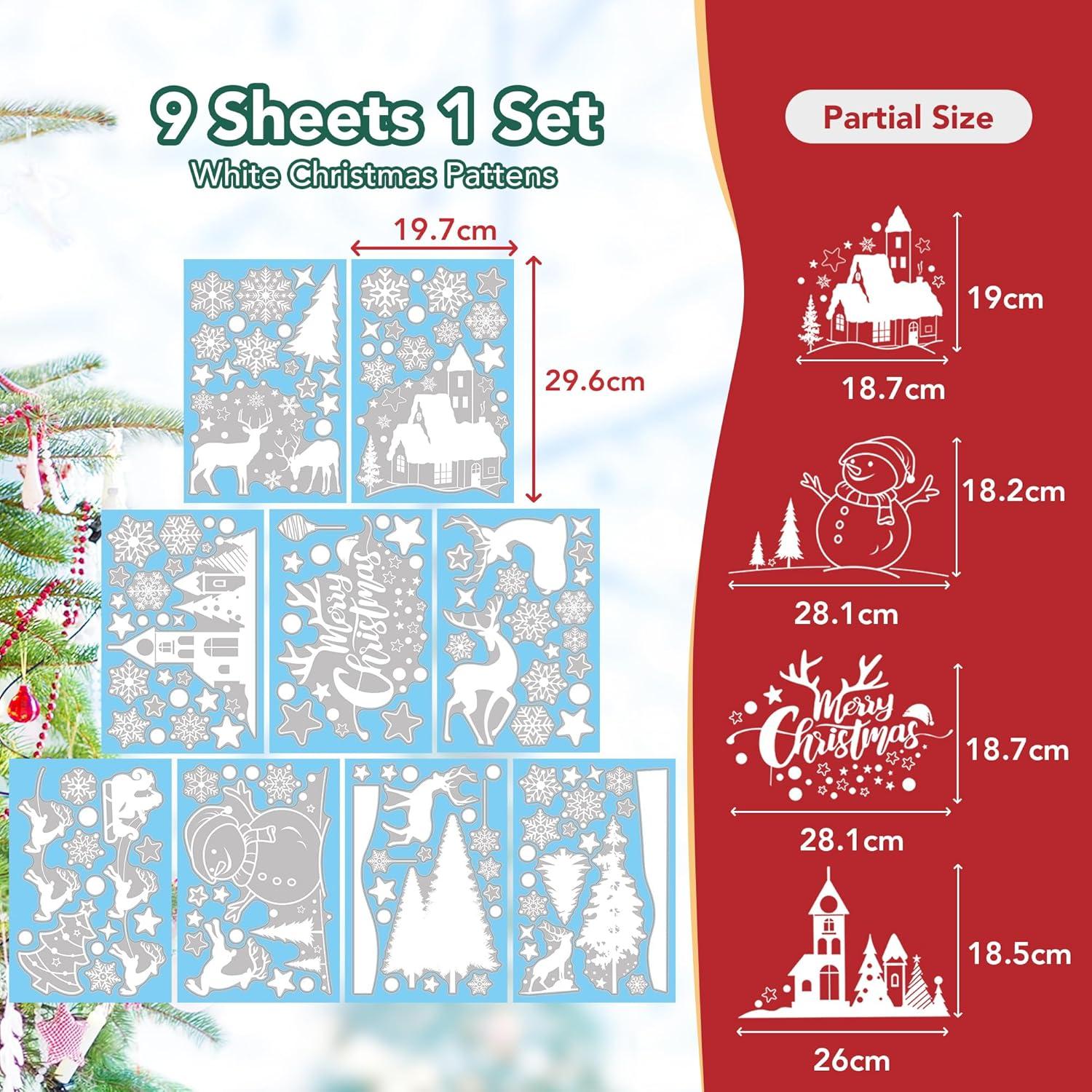 Fensterbilder Weihnachten Wiederverwendbar PVC Aufkleber 148 Stk 20x30