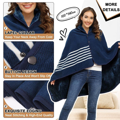 Übergroßer Winter Schal Damen mit Knopf - Warm & Kuschelig