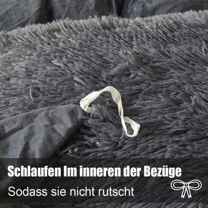 Soifox Plüsch Bettwäsche 220x240 Grau Winter Flauschig inkl. 2 Kissenbezüge