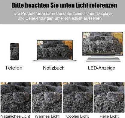 Soifox Plüsch Bettwäsche 220x240 Grau Winter Flauschig inkl. 2 Kissenbezüge