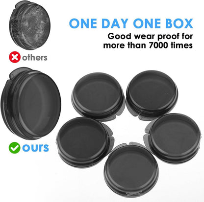 5er Pack Mini-Pillendose Schwarz, Tragbare Pillenbox für Reisen