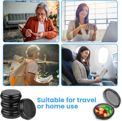 5er Pack Mini-Pillendose Schwarz, Tragbare Pillenbox für Reisen