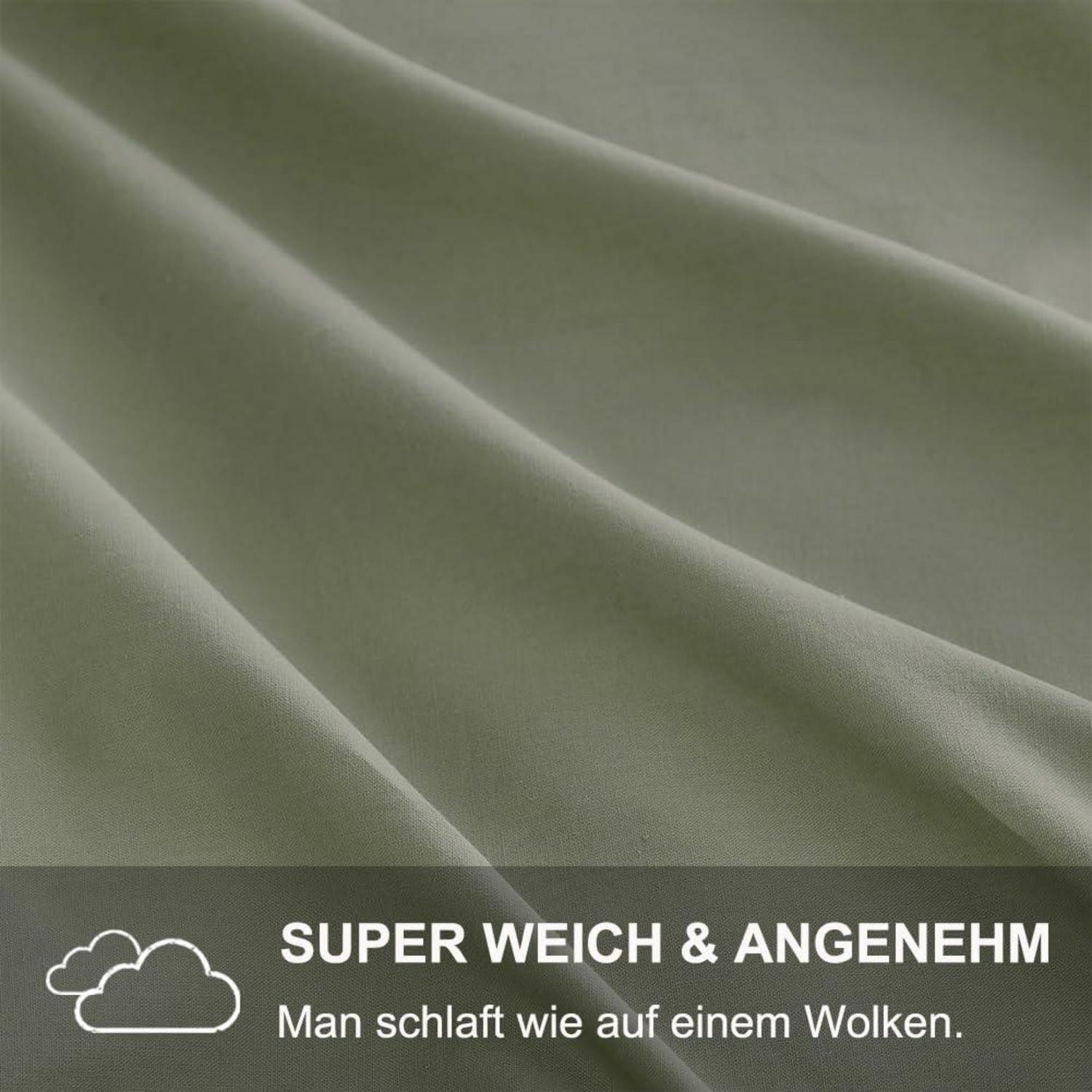 Beqnat Bettwäsche 135x200 Grün 4tlg Mikrofaser