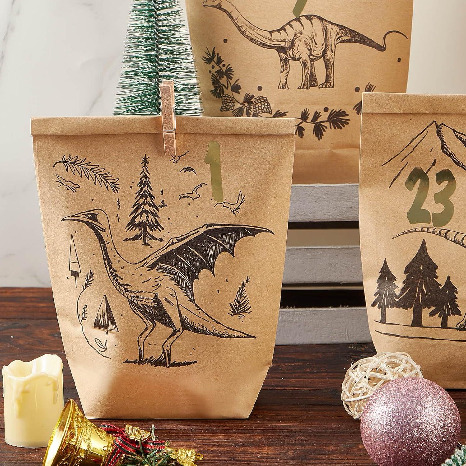 Adventskalender Tüten zum Befüllen 2024 Dinosaurier DIY Basteln