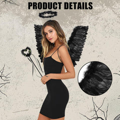 Teufel Engel Kostüm Damen Mädchen Flügel Hörner Haarreif Heugabel
