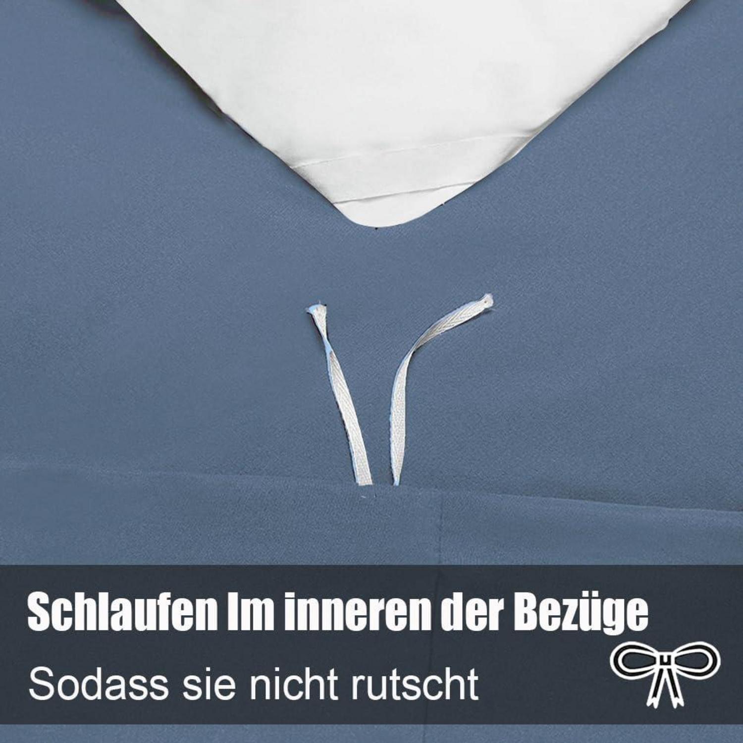 Soifox Bettwäsche 200x200 Hellblau Mikrofaser Set 2-tlg. Reißverschluss