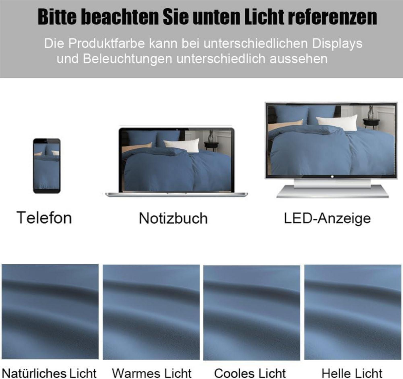 Soifox Bettwäsche 200x200 Hellblau bügelfrei Mikrofaser Set 2er Kissenbezug