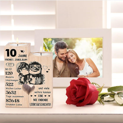 Rosenhochzeit Kerzenständer Holz Teelichthalter 10. Jahrestag