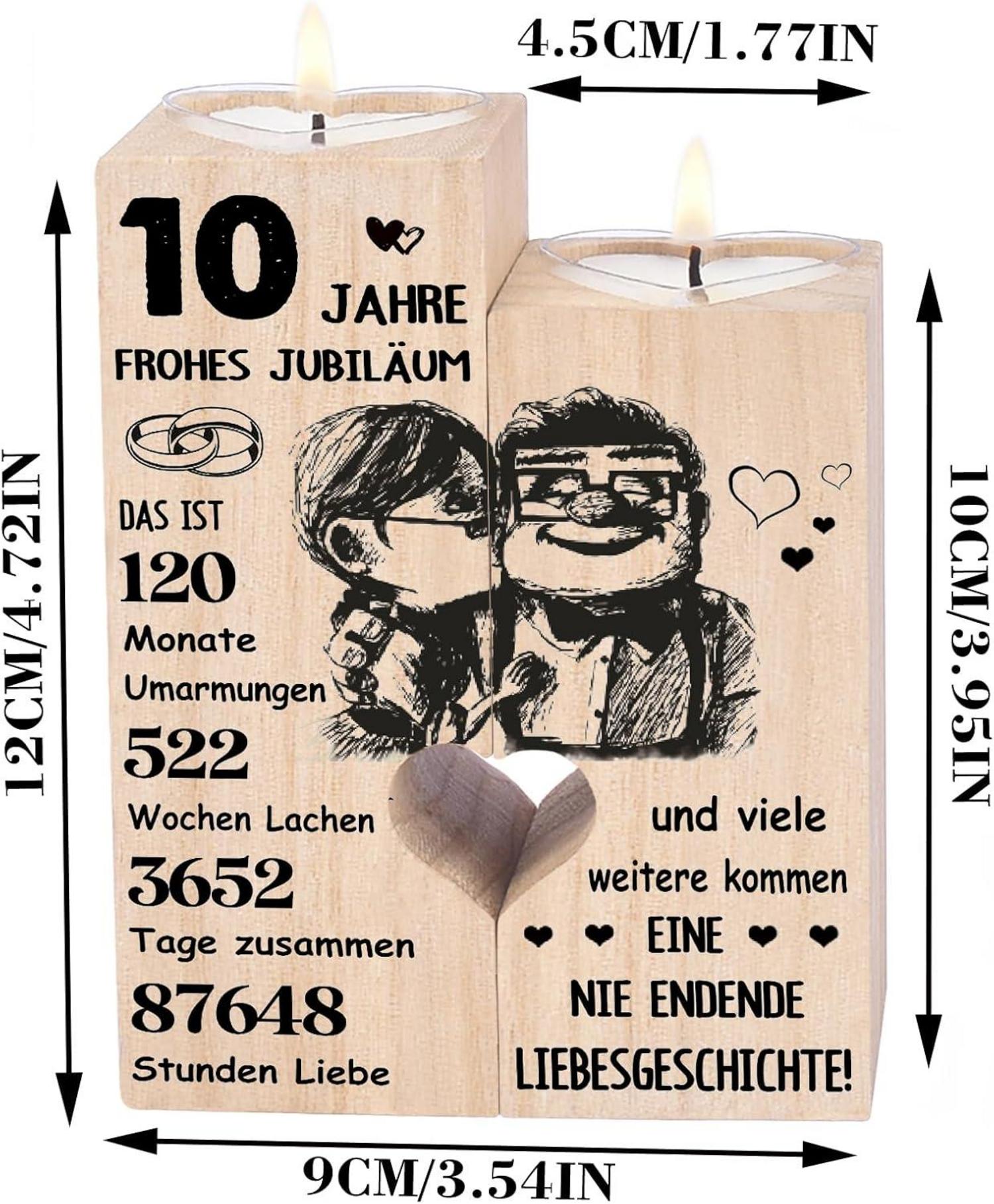 Holz Kerzenhalter Teelichthalter 10. Jahrestag Geschenk