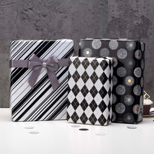 Hochwertiges Geschenkpapier Set 3 Rollen Schwarz Weiß Muster 43cm x 3m