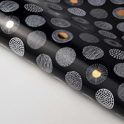 Hochwertiges Geschenkpapier Set 3 Rollen Schwarz Weiß Muster 43cm x 3m