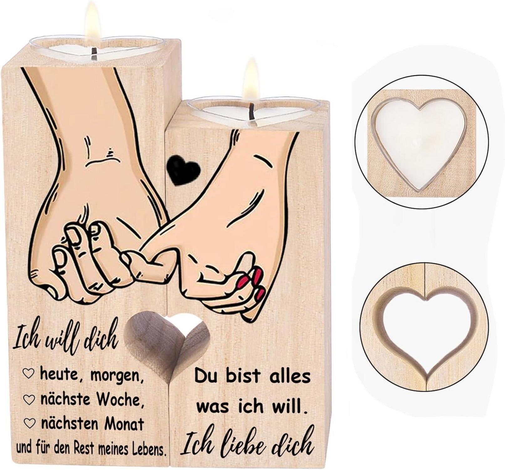 Romantisches Kerzenhalter Geschenk für Paare Jahrestag Hochzeitstag 10x4,5x12cm
