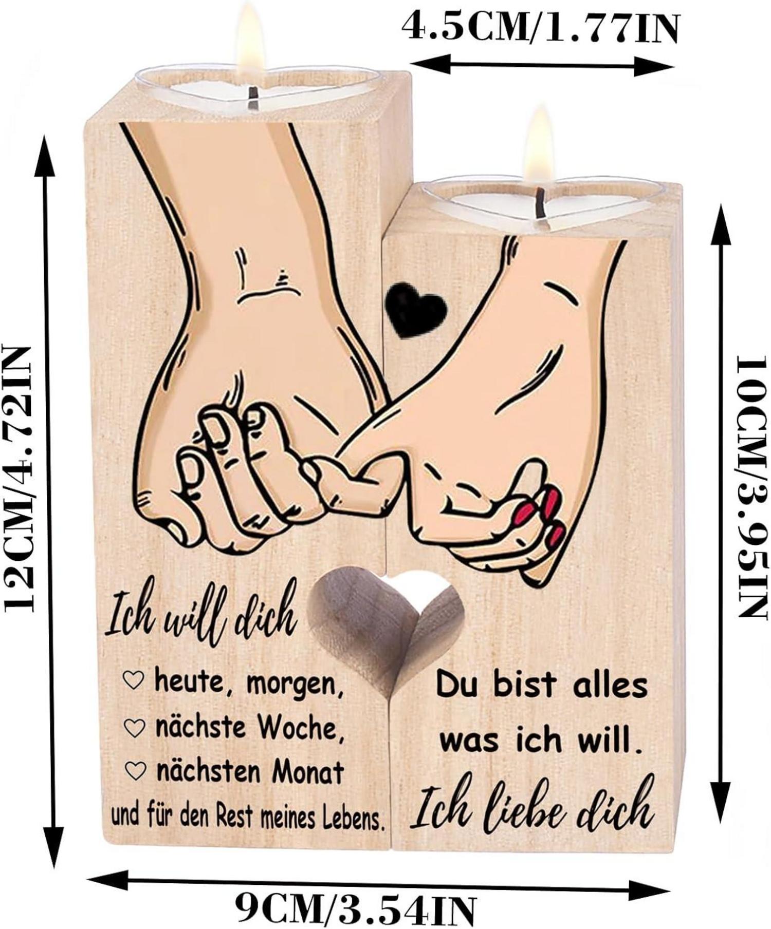 Romantisches Kerzenhalter Geschenk für Paare Jahrestag Hochzeitstag 10x4,5x12cm
