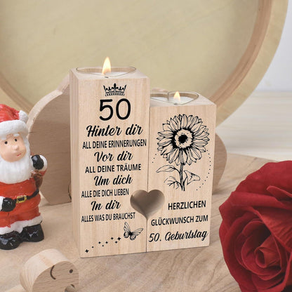 50. Geburtstag Frau Kerzenständer Holz Deko mit Teelicht