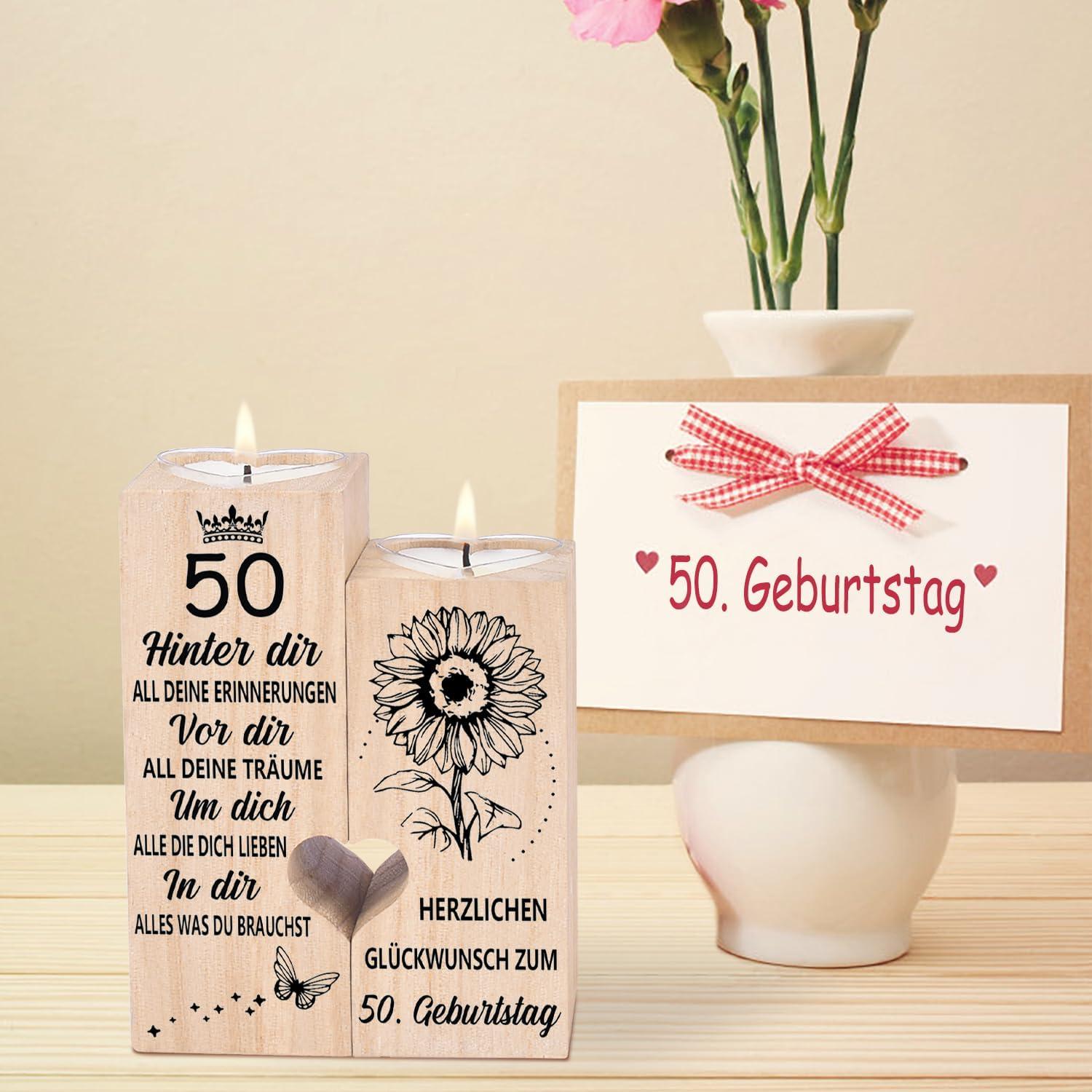 50. Geburtstag Frau Kerzenhalter Holz Geschenk Frauen