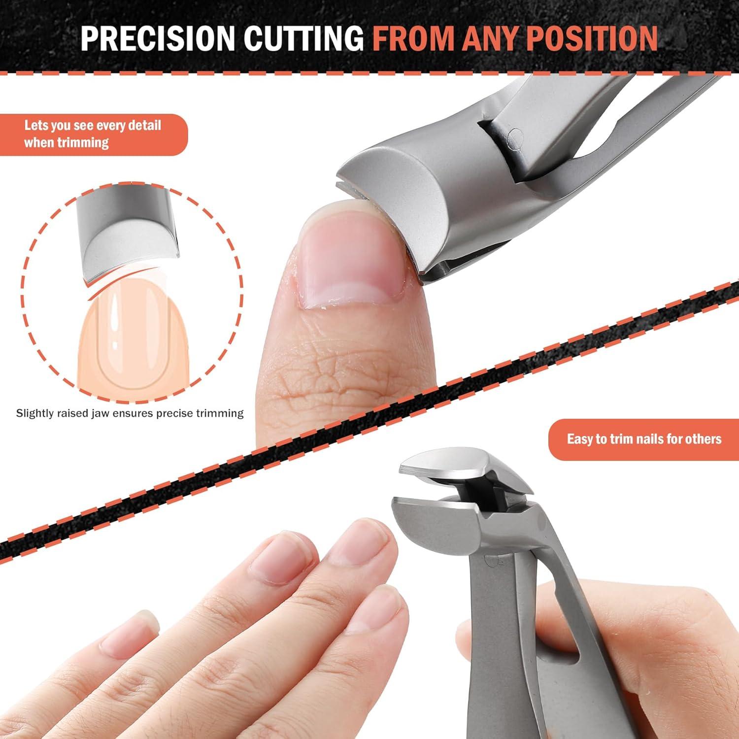 Ergonomischer Nagelknipser für dicke Nägel mit abgewinkeltem Kopf und