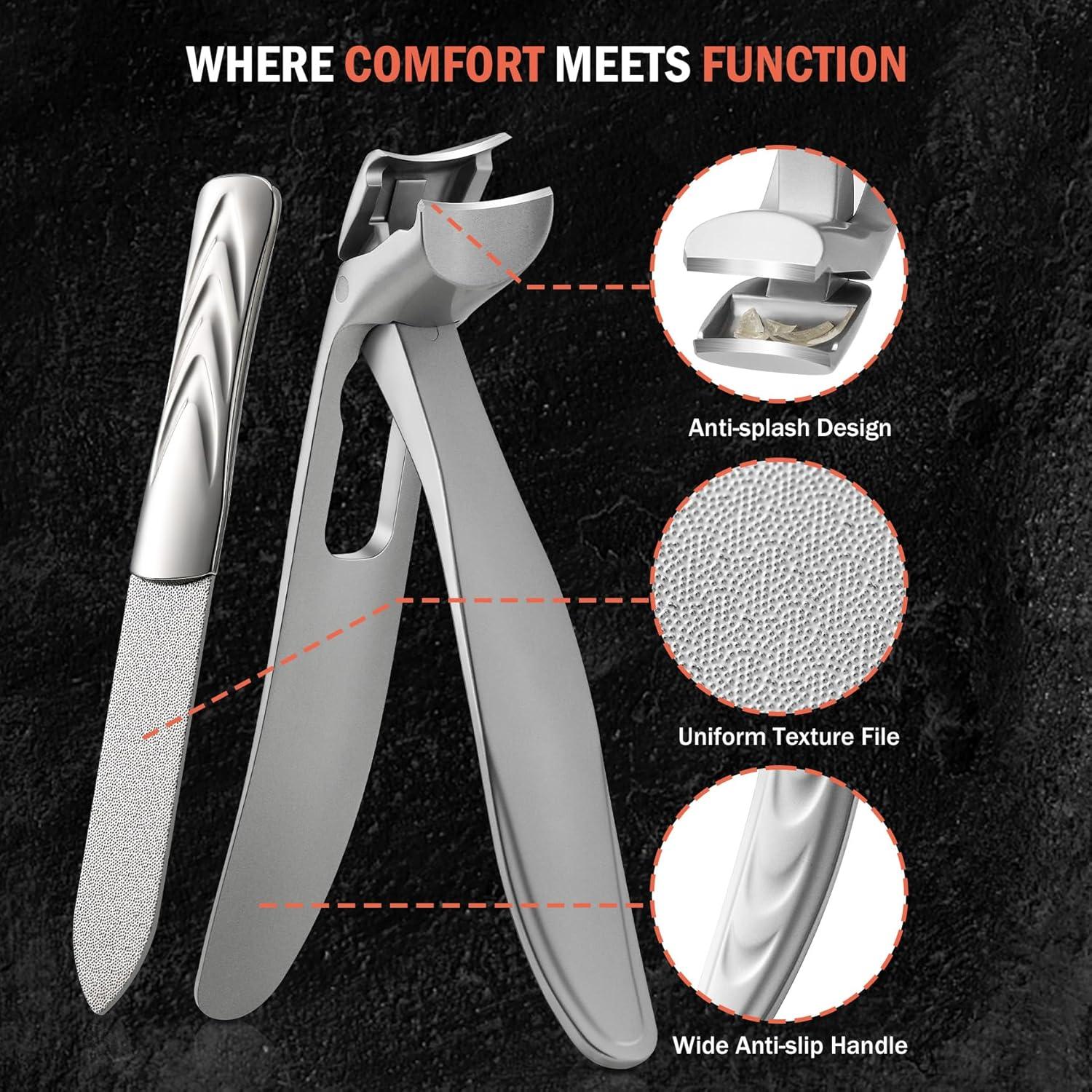 Ergonomischer Nagelknipser für dicke Seniorennägel mit Metall-Nagelfeile