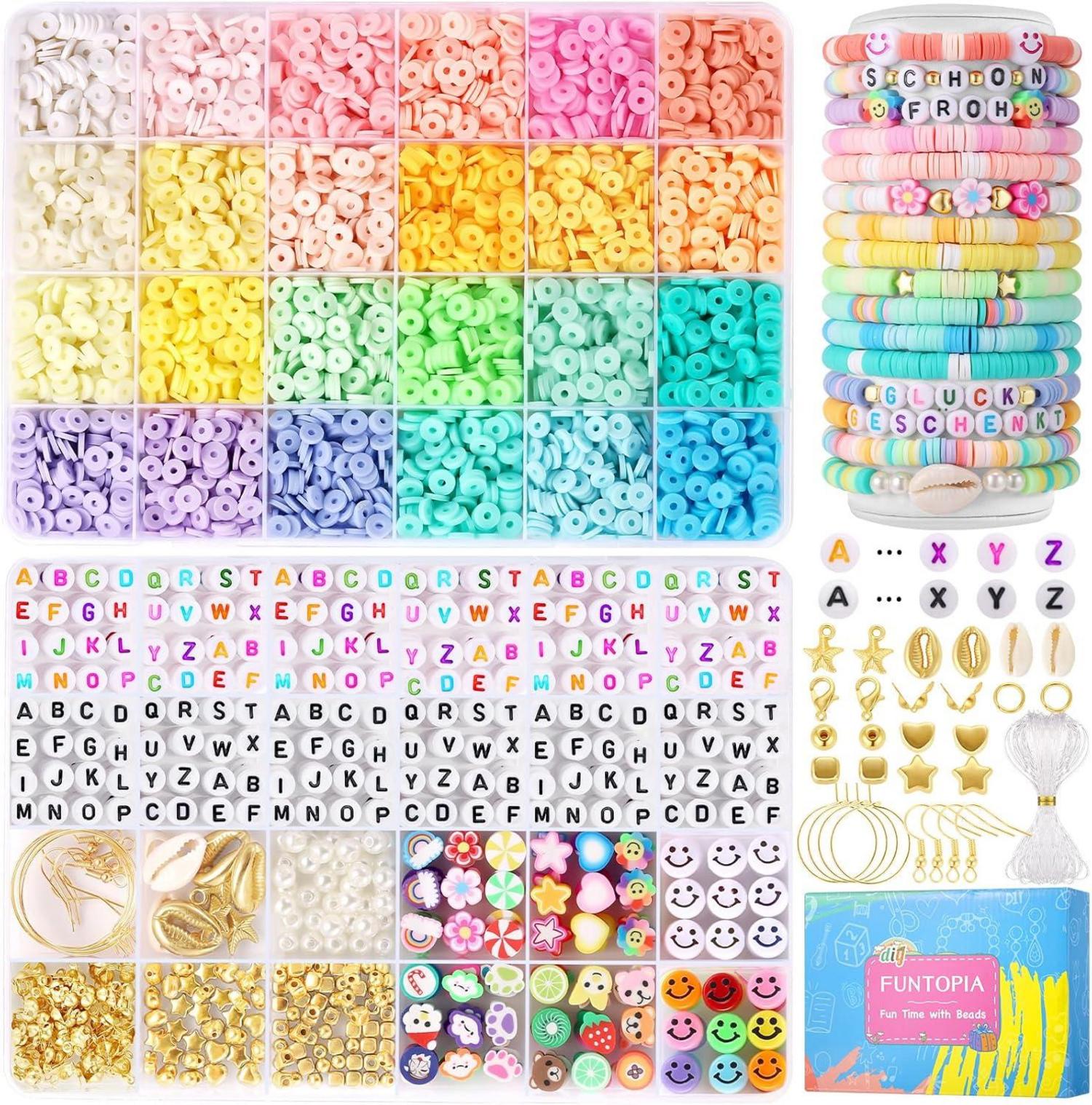DIY Perlen Set Clay Heishi 624 Stk Buchstabenperlen Polymer Clay