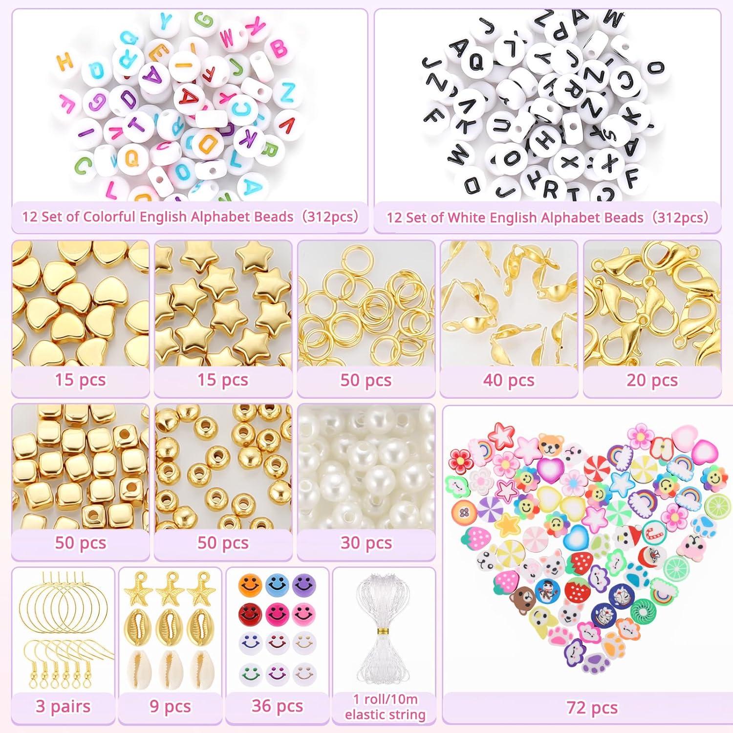 DIY Perlen Set Clay Heishi 624 Stk Buchstabenperlen Polymer Clay