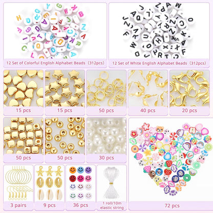 DIY Perlen Set Clay Heishi 624 Stk Buchstabenperlen Polymer Clay