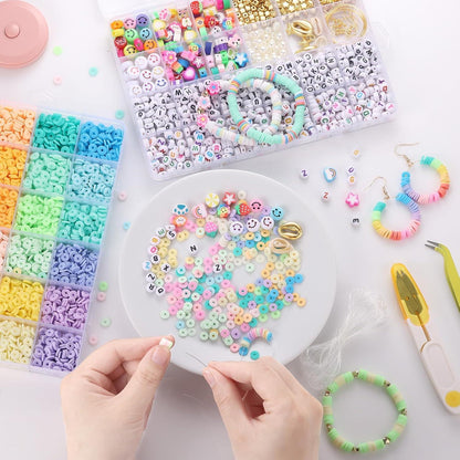 Perlen Set 6mm Heishi Buchstaben Clay Charms Kit für DIY Armbänder