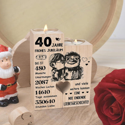 Rubinhochzeit Geschenk: Holz Kerzenhalter 40. Hochzeitstag