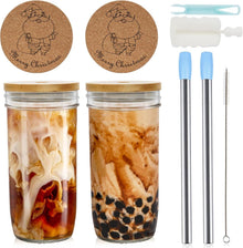 Bubble Tea Becher 24oz mit Bambusdeckel und Strohhalm