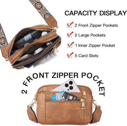 Damen Crossbody Bag Verstellbarer Riemen PU Leder Umhängetasche