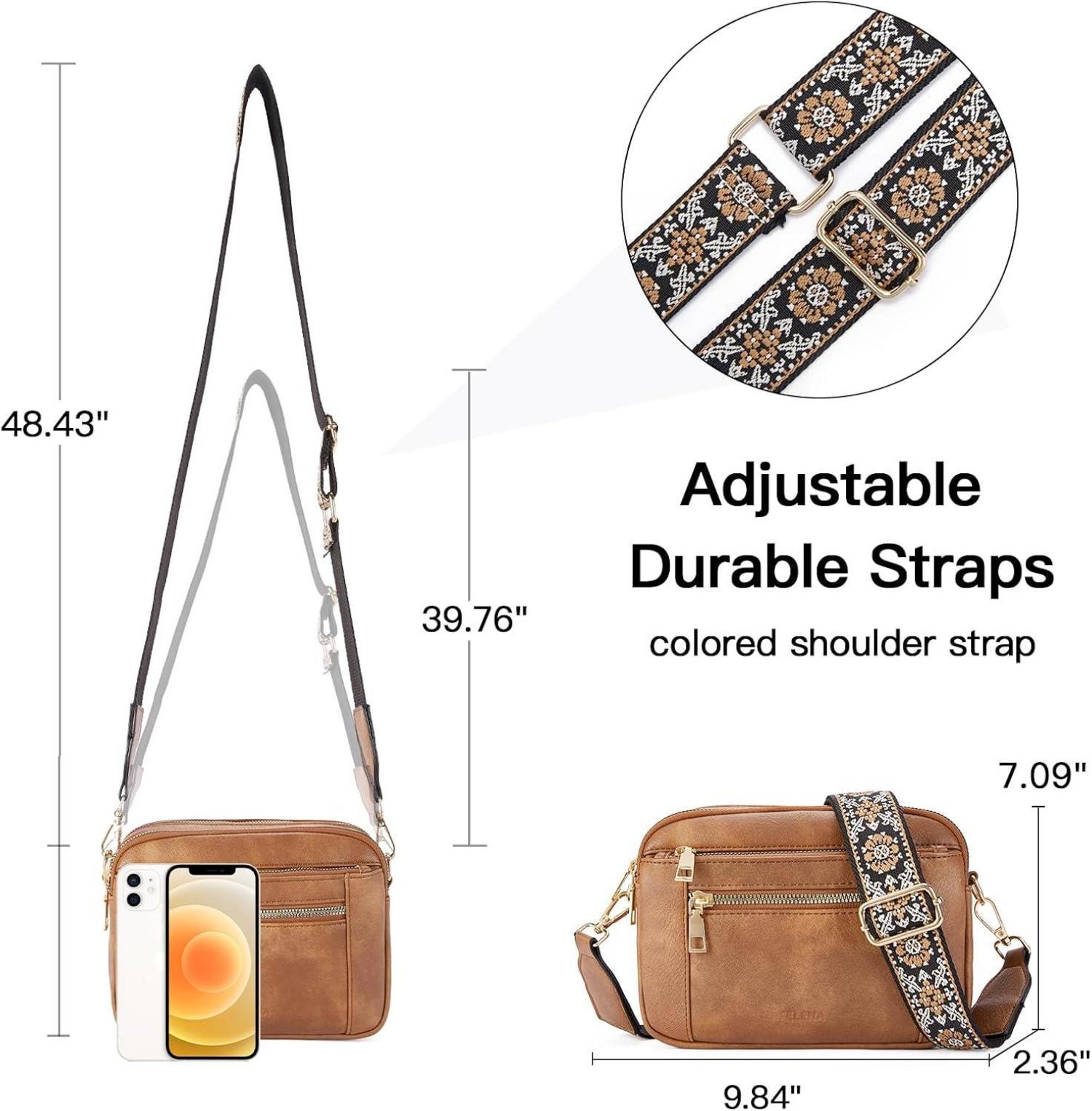 Damen Crossbody Bag verstellbarer Riemen PU Leder Schultertasche