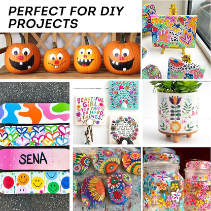 Acrylstifte wasserfest-24 Farben für Steine bemalen Acrylfarben stifte Acrylic Paint sind ungiftig & vielseitigNutzen-Kunstststoff Glas Holz Keramik