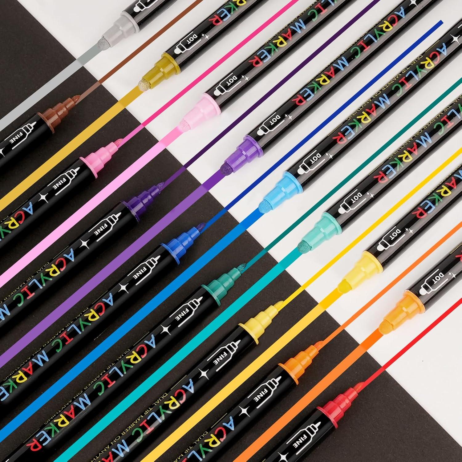 Acrylstifte für Steine wasserfest 24 Farben Bemalen Acrylic Paint