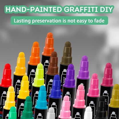 Acrylstifte Set 24 Farben wasserfest für Steine Bemalen Marker Stift Kunststoff