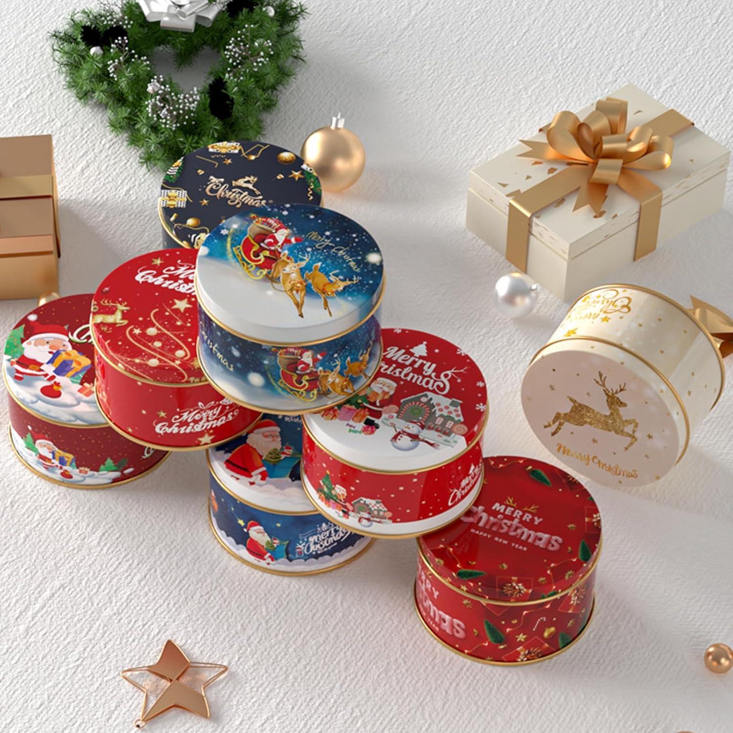 Weihnachtsmann Süßigkeiten Aufbewahrungsbox 8er Set Weißblech Metall Keksdose