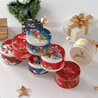 Weihnachtsmann Süßigkeiten Aufbewahrungsbox 8er Set Weißblech Metall Keksdose
