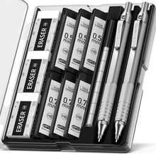 Metall Druckbleistift Set 0,5mm & 0,7mm HB Mine, Radiergummi, Künstler